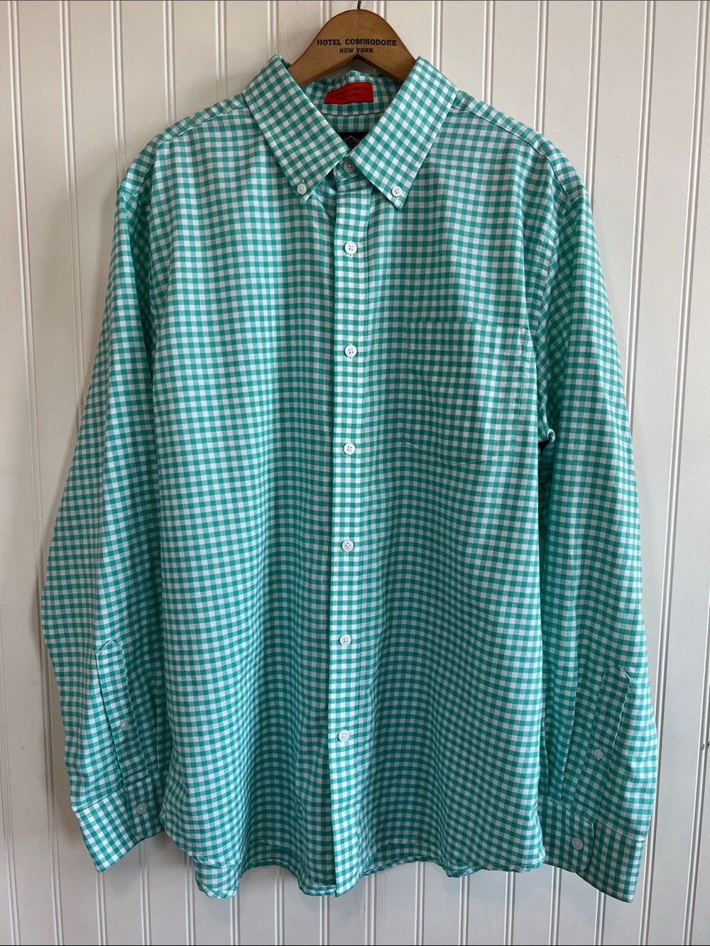 St. John's Bay Teal Gingham Button-Down Shirt